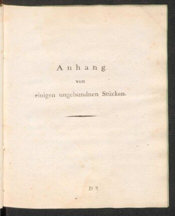 Anhang von einigen ungebundnen Stücken