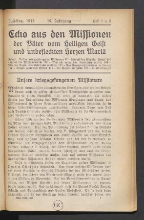 Juli-August 1918. Heft 7 u. 8