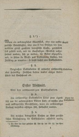 Erster Abschnitt. Von der nothwendigen Subhastation.