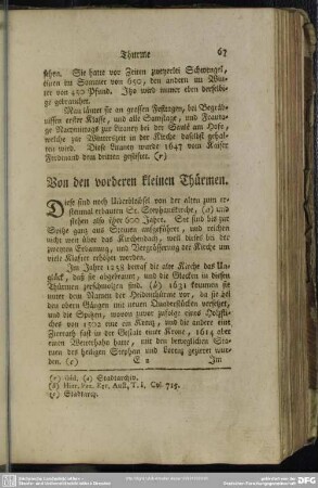 Von den vorderen kleinen Thürmen