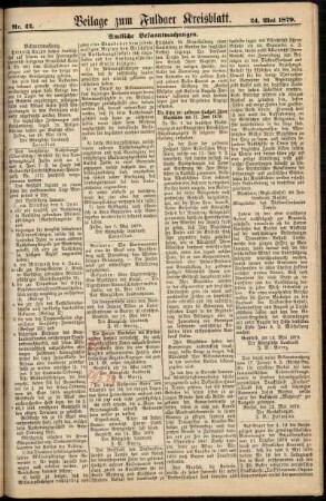 Zweite Ausgabe vom Samstag, den 24. Mai 1879.