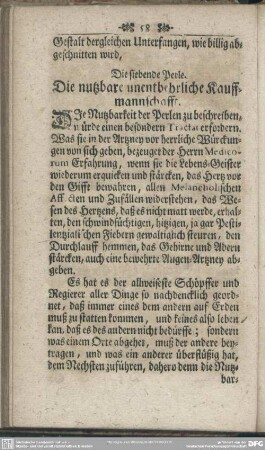 Die siebende Perle. Die nutzbare unentgehrliche Kauffmannschafft