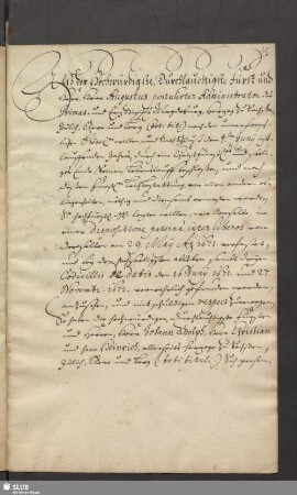 Alß der hochwürdigste, Durchlauchtigste Fürst und Herr, Herr Augustus... [30. Juli 1680]