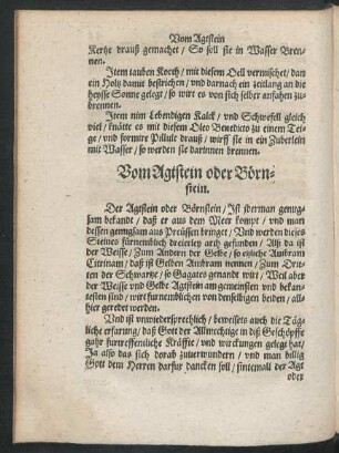 Vom Agtstein oder Börnstein.