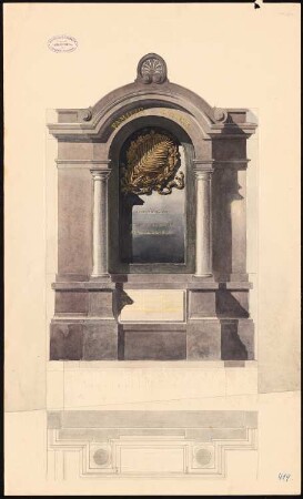 Erbbegräbnis C. Wilh. Kayser, Luisen-Kirchhof, Berlin-Charlottenburg: Ansicht, Grundriss