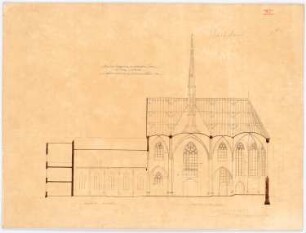 St. Barbara, Dortmund-Eving Erweiterung: Längsschnitt (Detail) (1:100)