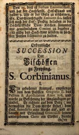 Hochfürstlich-Freysingischer Hof- und Kirchenkalender : auf das Jahr nach der gnadenreichen Geburt Jesu Christi ... mit beygefügtem Schematismo. 1743