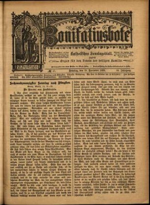 Erste Ausgabe vom Sonntag, den 19. November 1899.