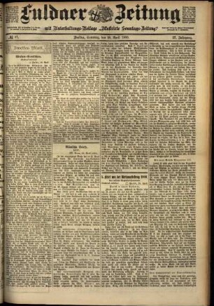Zweite Ausgabe vom Samstag, den 28. April 1900.