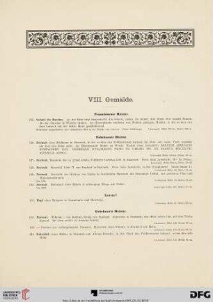 VIII. Gemälde (Nr. 125-149)