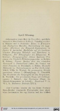 April-Sitzung