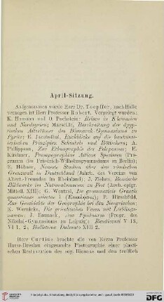 April-Sitzung