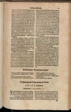 Belägerung und Einnemung der Statt Hulst in Flandern. Geschehen den 19 Septemb. Anno. 1591.