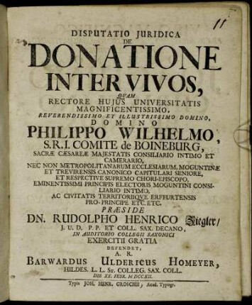 Disputatio Juridica De Donatione Inter Vivos