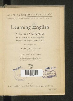 Lese- und Übungsbuch für den vierten bis sechsten Lehrgang an höheren Lehranstalten