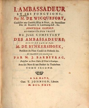 L' Ambassadeur Et Ses Fonctions, 2