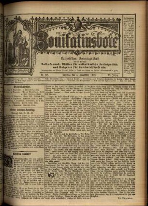 Erste Ausgabe vom Sonntag, den 03. Dezember 1916.