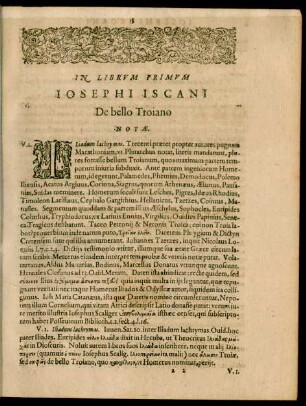 In Librum Primum Josephi Iscani De bello Troiano Notae.