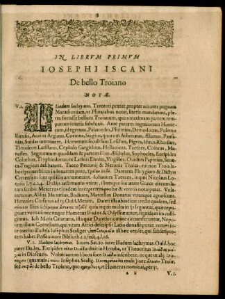 In Librum Primum Josephi Iscani De bello Troiano Notae.