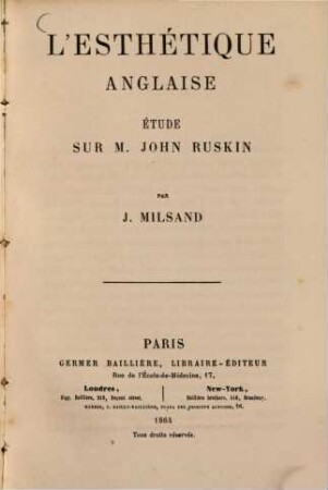 L'esthétique anglaise : Étude sur M. John Ruskin