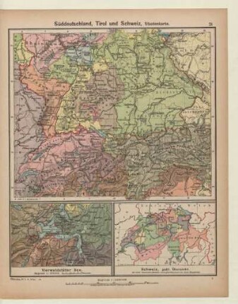 Süddeutschland, Tirol und Schweiz, Staatenkarte