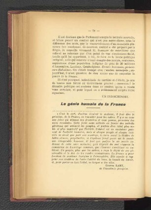 Le génie humain de la France.
