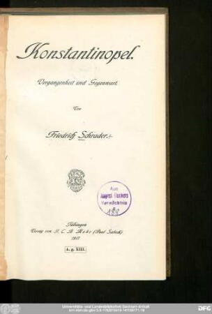 Konstantinopel : Vergangenheit und Gegenwart