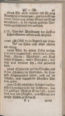 §. IX. Von der Abtödtung der äusserlichen Sinnen erstens vom Gesicht.