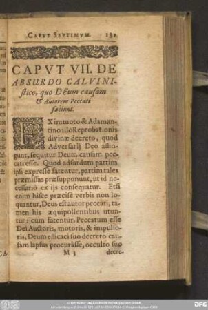 Caput VII. De Absurdo Calvinistico, quo Deum causam & Autorem Peccati faciunt.