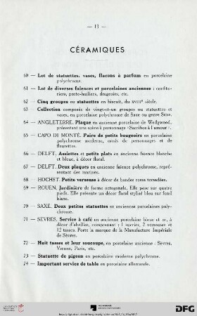 Céramiques (Nr. 60-74)