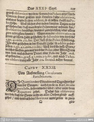 CAPUT XXXII. Von Außmessung Circulorum Parallelorum.