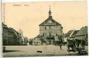 Geithain. Markt mit Pferdewagen