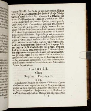 Caput III. Circa Regalium Divisionem.