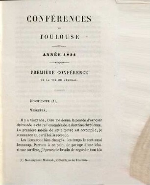 Oeuvres du R.P. Henri-Dominique Lacordaire, 5. Conférences de Toulouse suivies de divers opuscules : année 1854