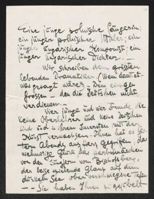 Brief von Béla Balázs und Zoltán Kodály an Gerhart Hauptmann