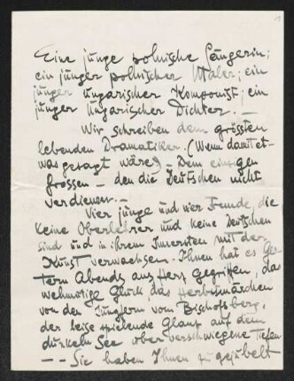 Brief von Béla Balázs und Zoltán Kodály an Gerhart Hauptmann