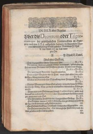 Index oder Register Vber dis Decretum oder Tripartitum opus ...