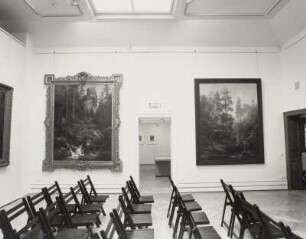Edmundsgrund nach einem Gewitter : Leonhardi-Saal mit den Gemälden "Stürzender Waldbach" 1880 und "Edmundsgrund nach einem Gewitter" 1884