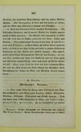 49. Stunde. Menschenrassen. Religionen