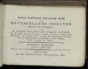 Jg. 7, H. 73-84: Faunae insectorum Germanicae initia oder Deutschlands Insecten. Jg. 7, H. 73-84