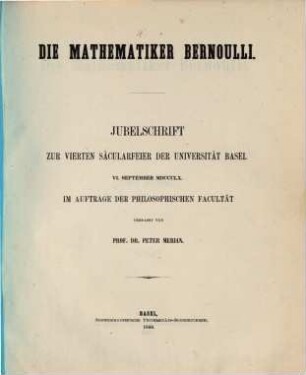 Die Mathematiker Bernoulli