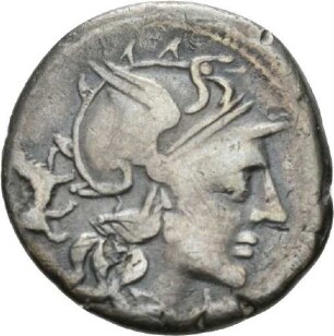 Denar des C. Antestius mit Darstellung der Dioskuren