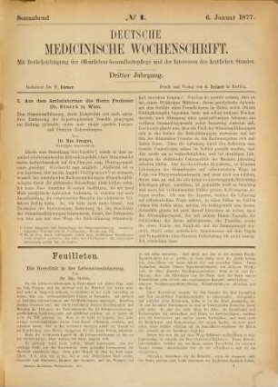 Deutsche medizinische Wochenschrift : DMW ; Organ der Deutschen Gesellschaft für Innere Medizin (DGIM) ; Organ der Gesellschaft Deutscher Naturforscher und Ärzte (GDNÄ). 3, 3. 1877