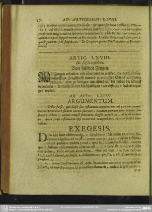 Artic. LXVIII. De falsis testibus. Von falschen Zeugen