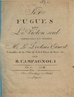 Six fugues pour le violon seul : op. 10, 1