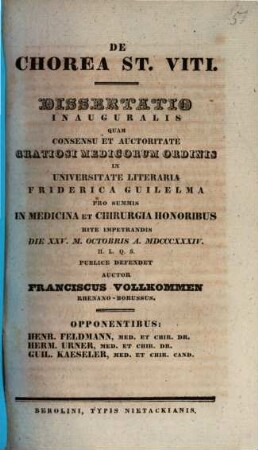 De chorea St. Viti : diss. inaug.