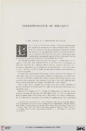 3. Pér. 34.1905: L' art ancien à l'exposition de Liège : correspondance de Belgique