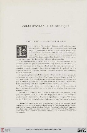 3. Pér. 34.1905: L' art ancien à l'exposition de Liège : correspondance de Belgique