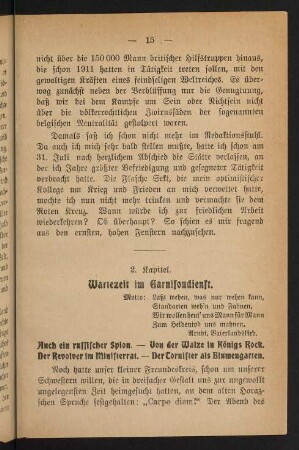 15-25, 2. Kapitel: Wartezeit im Garnisonsdienst