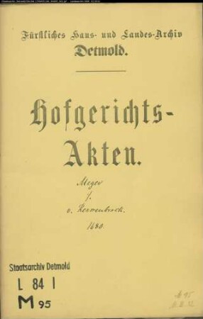 Meyer, Lüdekes Erben gegen Gebrüder von Kerssenbrock zu Wierborn - Schuldforderung